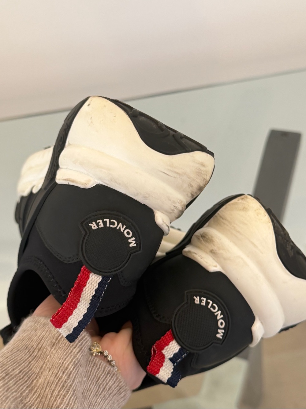 Moncler Black Neoprene Sneakers Chunky Sole Logo Size 6.5 - Picture 11 of 15